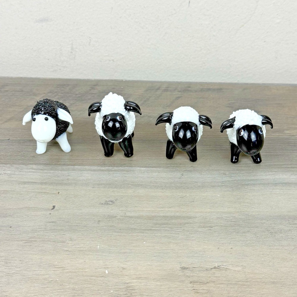 Pier 1 Imports Glass Sheep Aidan, Liam, Finn And Bartley Lamb Figures With Box